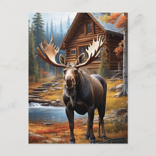 Postal *~* Nature Cabin STREAM AP49 Bosque MOOSE (Anverso)