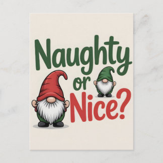 Postal Naughty or Nice Christmas Graphic: Cute Gnomes