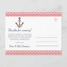 Postal Náutica, floral, bebé, ducha gracias