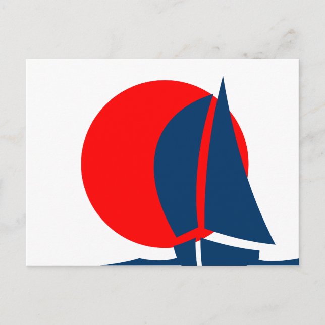 Postal Náutica japonesa de vela con bandera japonesa (Anverso)