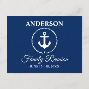 Postal Nautical Anchor Rope Familia Reunión Naval Azul