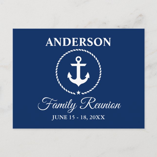 Postal Nautical Anchor Rope Familia Reunión Naval Azul (Anverso)