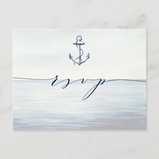Postal Nautical Anchor Watercolor Ocean Meal Choice RSVP (Anverso)