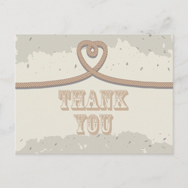 Postal Nautical Beach Sand Heart Knot Gracias (Anverso)