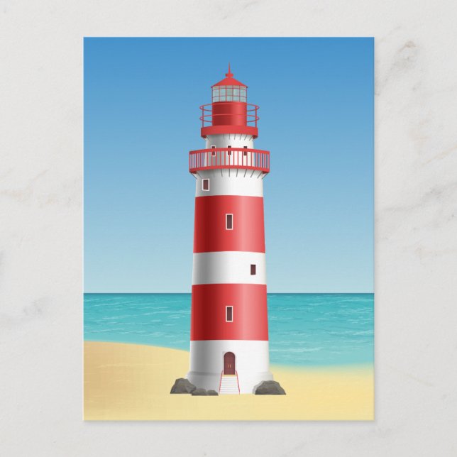 Postal Nautical Faro Boda Hola Te Extraño Lo Siento (Anverso)