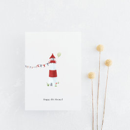 Postal Nautical Lighthouse Beach Happy Birthday Balloon