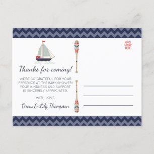 Postal Nautical Sailboat Ahoy Baby Boy Shower Gracias