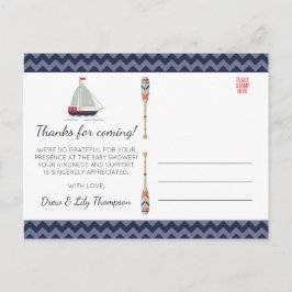 Postal Nautical Sailboat Ahoy Baby Boy Shower Gracias