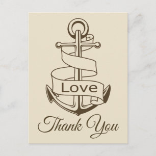 Postal Náutico Agradecer Tan Marrón Ancla Boda Barco