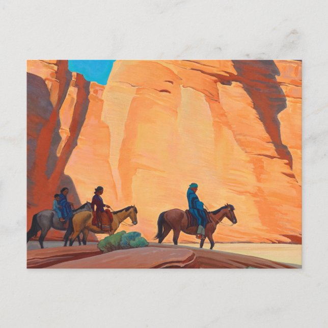 Postal Navajos en un cañón, 1945 por Maynard Dixon (Anverso)