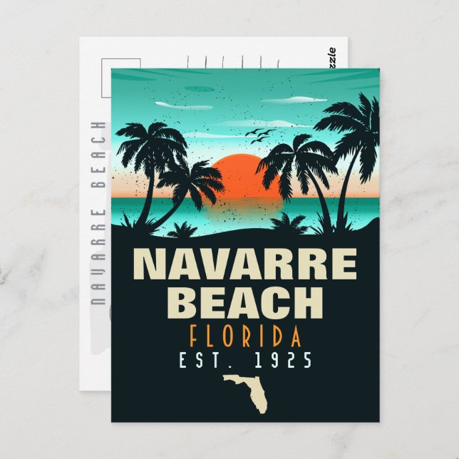 Postal Navarre Beach Florida Retro Sunset Souvenirs (Anverso / Reverso)