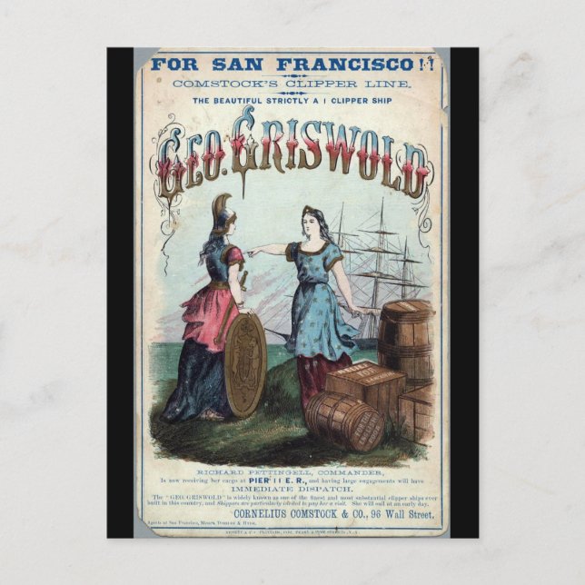 Postal Nave de vela George Griswold Clipper 1863 (Anverso)
