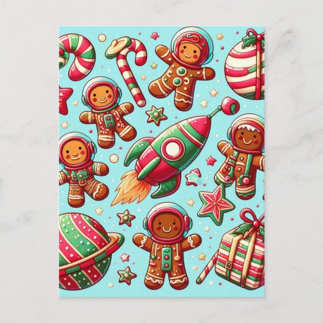 Postal Nave espacial de jengibre navidad (Anverso)