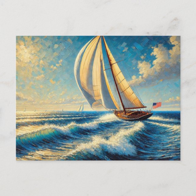 Postal Navegación en velero por el lago Michigan (Anverso)
