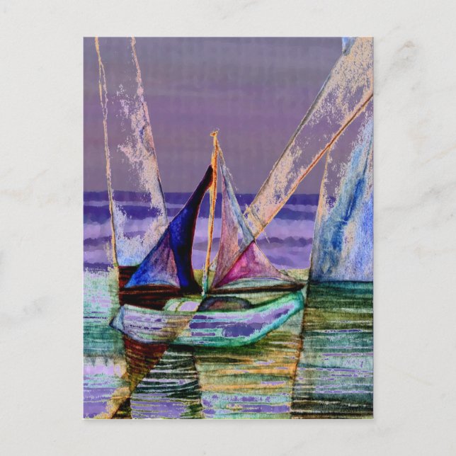 Postal Navegador Abstract Purple Sea Waves (Anverso)