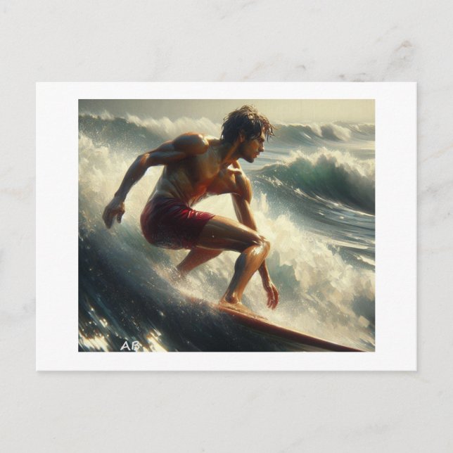 Postal Navegando a través de olas soleadas, (Anverso)