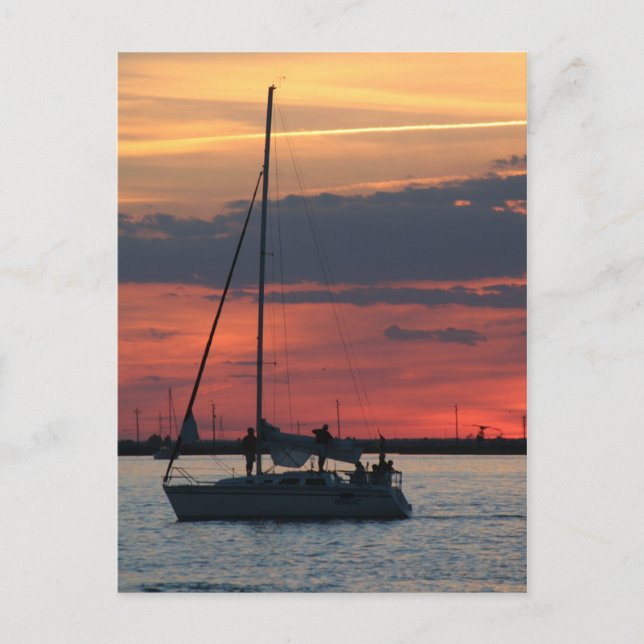 Postal Navegando al atardecer (Anverso)