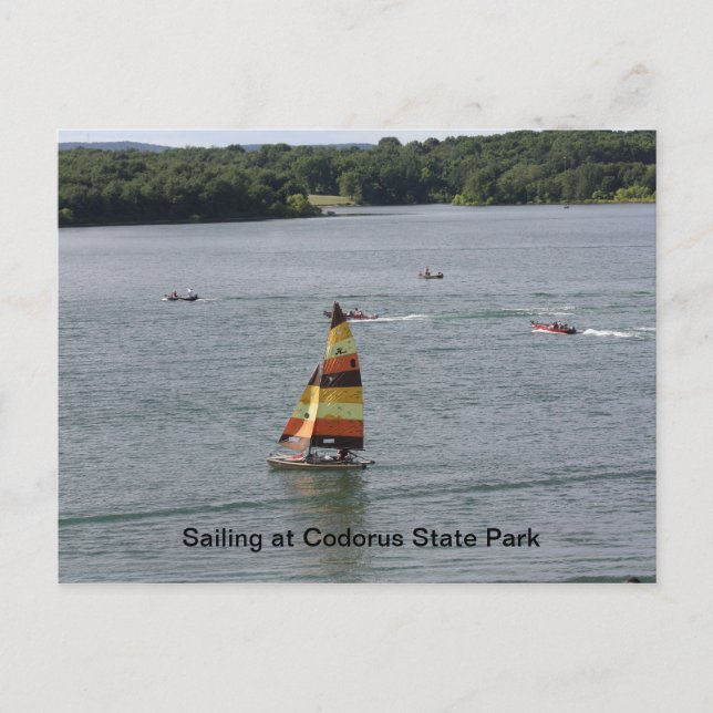 Postal Navegando por el lago (Anverso)