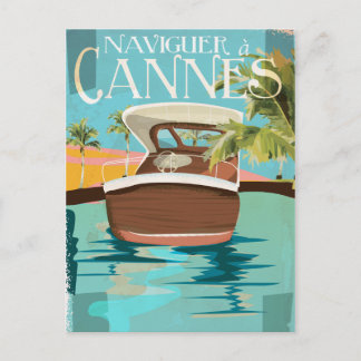 Postal navegar a Cannes (navegar a) cartel de viaje vinta