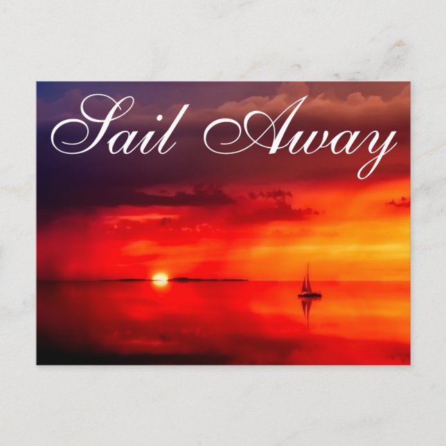 Postal Navegar al atardecer (Anverso)