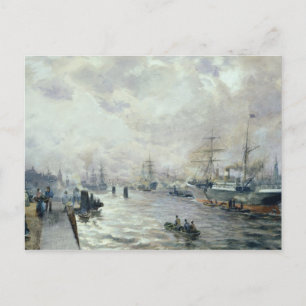 Postal Naves en el puerto de Hamburgo, 1889