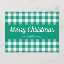 Navidad Alegre de Cuadros Gingham Verde Rústico 