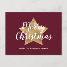 Navidad Alegre Estrella Dorada Burgundy Rojo Moder