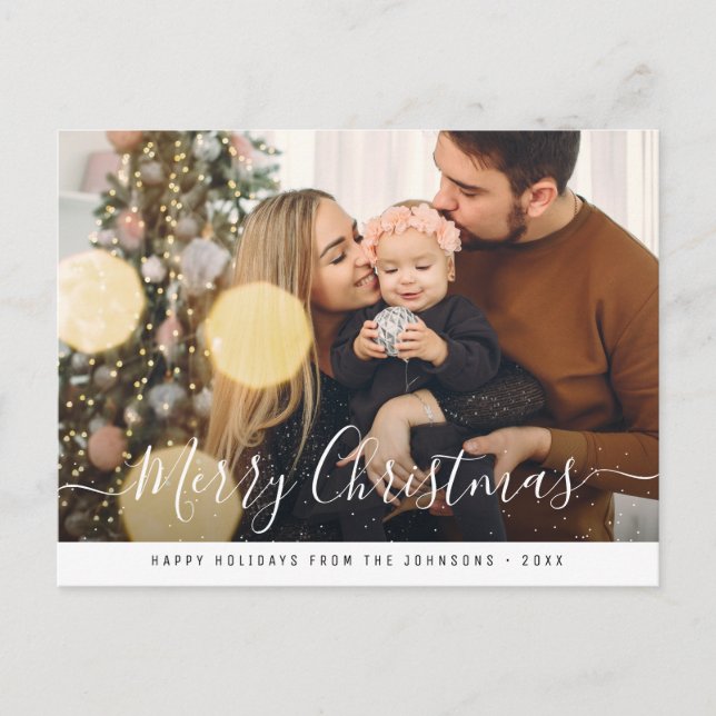 Postal Navidad alegre letra de moda elegante (Anverso)
