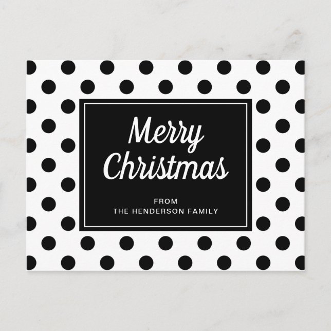 Postal Navidad Alegre Puntos Negros Blancos Modernos (Anverso)