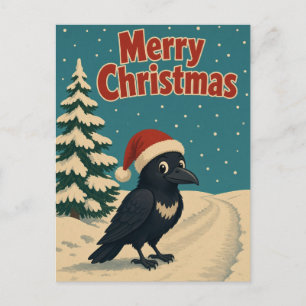Postal Navidad Animal Cuervo Calle Congelada