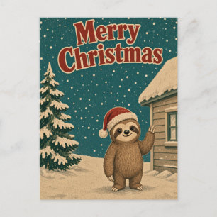 Postal Navidad Animal Edge Cottage Perezoso