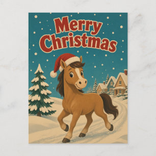 Postal Navidad Animal En Casa De Caballo