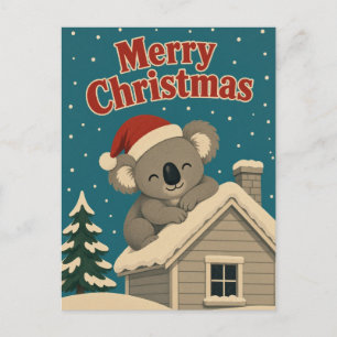 Postal Navidad Animal Koala Techo Invierno