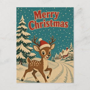 Postal Navidad Animal Lane Invernal Ciervo