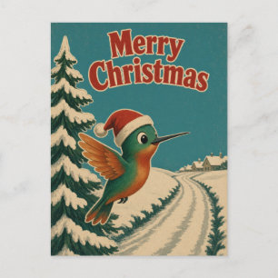 Postal Navidad Animal Pájaro Mosca Nieve Calle
