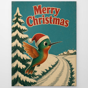 Postal Navidad Animal Pájaro Mosca Nieve Calle