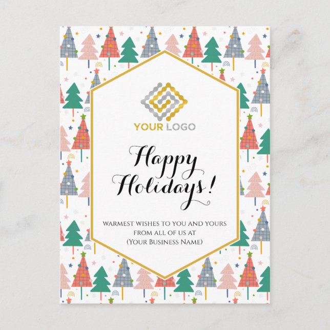 Postal Navidad Árboles vacaciones Negocios con logotipo m (Anverso)