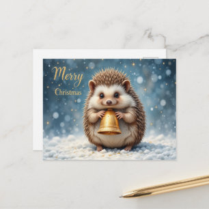 Postal Navidad Arbolito de Navidad con Erizo Adorable 