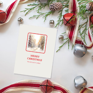Postal Navidad Bosque Minimalista Simple Fiesta