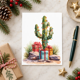 Postal Navidad Cactus del Desierto del Suroeste