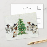 Postal Navidad | Carl Reichert<br><div class="desc">Navidad | Los Navidades de Carl Reichert es una pintura reconfortante que captura una escena festiva con un grupo adorable de perros reunidos alrededor de un bello árbol de Navidad. Las expresiones curiosas y lúdicas de los perros dan vida a la composición, mientras que las brillantes luces y adornos del...</div>