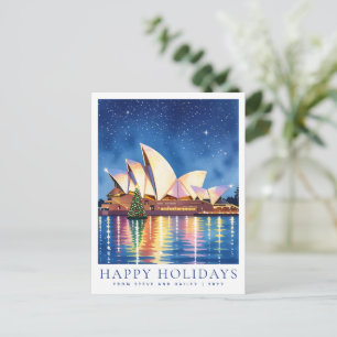 Postal Navidad con Acuarela Personalizada Australia Sydne