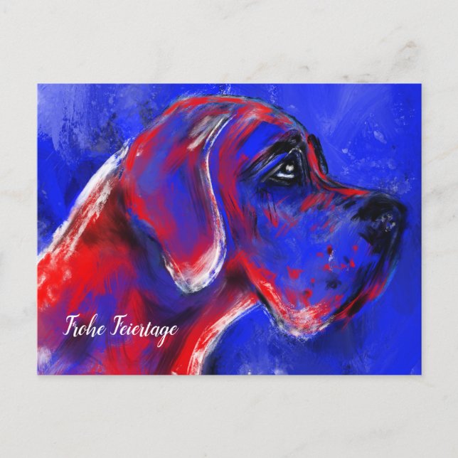 Postal Navidad con dogos Retrato (Anverso)