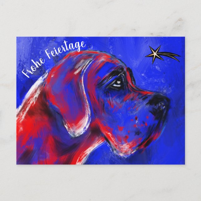 Postal Navidad con retrato de dogos (Anverso)