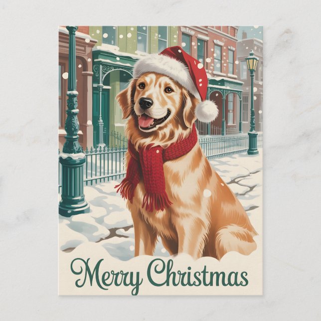 Postal Navidad con Retriever Dorado (Anverso)