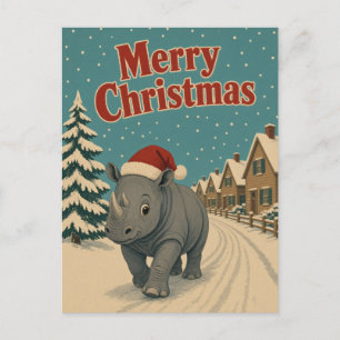 Postal Navidad de animales en Rhino Village Lane