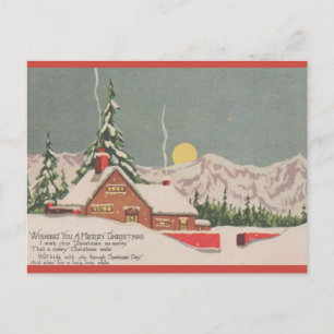 Postal Navidad de Casa y Luna Vintage Editable