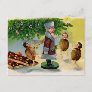 Postal Navidad de cascanueces de Santa victoriana vintage
