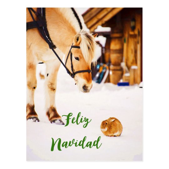 Postal Navidad de Feliz Navidad con los animales del