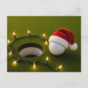 Postal Navidad de golf con pelota de golf para golfista